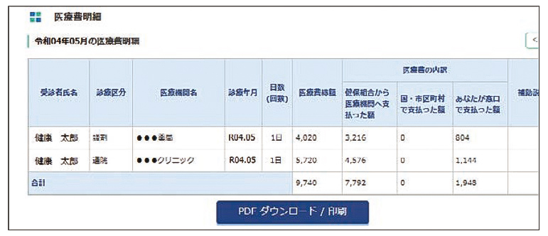 医療費通知の確認（令和4年11月1日から）